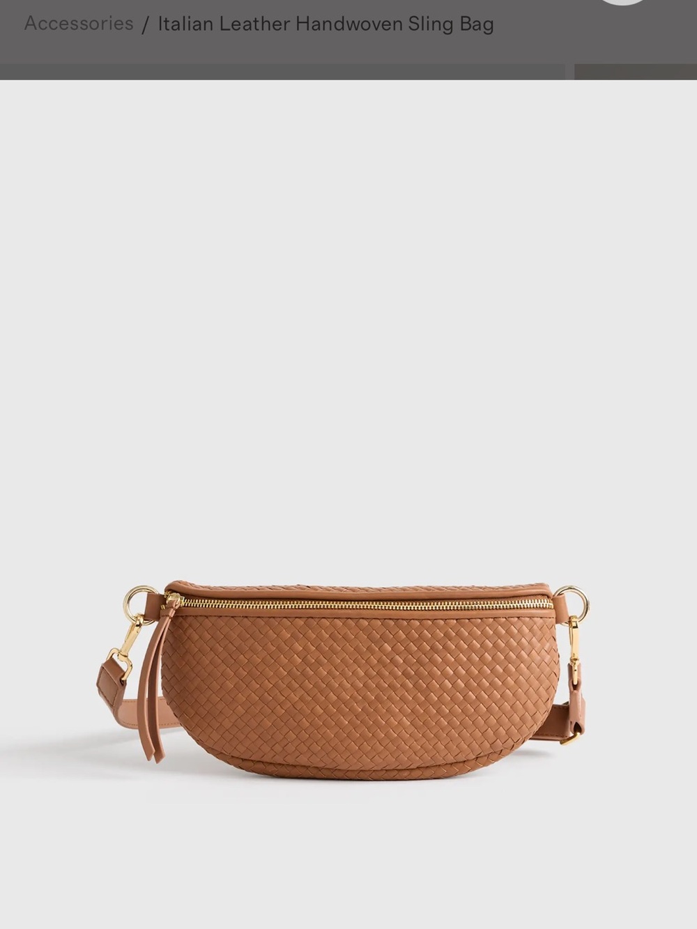 Quince Handwoven Leather Crossbody Bag in Tan